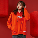 Wjczt Sweatshirt Women Loose Korean Style Hoodies 2021 New Year Pattern Oversize Spring Bf Lazy Wind Tops