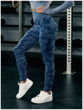 Wjczt Seamless Leggings Sports Ladies Fitness Knitted Camouflage Pants Hip-Lifting Sports Sweat-Absorbent Running Fitness