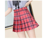 Wjczt Korean Style Plaid Skirts Women Summer Elegant High Waist a Line Pleated Skirt Kawaii Girls Dance Mini Skirts for Teenagers