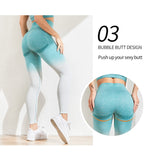 Wjczt Woman Gradient Sports Leggings for Fitness Workout High Waist Leggings Sexy Printed Leggings Seamless Fitness Pants