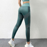 Wjczt Leggings Seamless Striped Gym Leggins Sport Women Fitness Mesh Splice Quick dry Breathable Pants Push Up Leggings