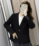 Wjczt Autumn Simple Elegant Black Blazer Women  Loose Suit Jackets Causal Tailored Coat Korean Fashion Lady Office Outwear New