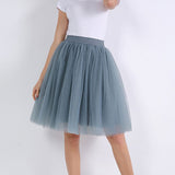 Wjczt 5 Layers Tulle Skirt Women Summer Ball Gown Midi Skirts Elegant Pleated Dance Tutu Skirts Casual Puff Skirts