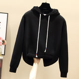 Wjczt Autumn Winter Thick Women Hoodies Sweatshirts Plus Velvet Casual Oversize Pullovers Loose Hooded Female Tops Black White