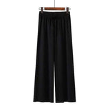 Wjczt Wide Leg Pants Women Solid High Waist Trousers Pleated Loose Casual Elegant Womens Korean Style Chic School Daily Girls