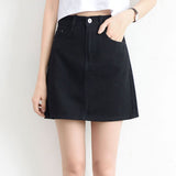 Wjczt Summer Denim Mini Skirt Women Korean High Waist A-Line Skirt Causal Oversized Harajuku Short Jean Skirts Minimalist