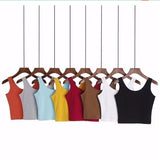 Wjczt 2022 Fashion Sexy Women Candy Colour Crop Tops Sleeveless Short Cotton Knitted Casual Tube Top Female Sleeveless Cropped Vest