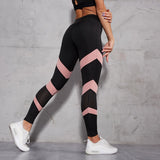 Wjczt Leggings Women High Waist Mesh Patchwork Sports Leggings Stretch Gym Woman Fitness Leggins Running Pants