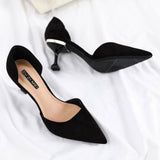 Wjczt 2022 Spring Women Hollow Concise Soft Flock Shoes High Heels Female Pointed Toe Office Shoes Stiletto  Party Woman Pumps Shallow