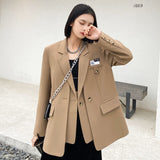 Wjczt Autumn Design Temperament Suit Jacket Women Loose Black Blazer Khaki Tailored Coat Korean Office Lady Overwear New