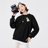 Wjczt Sweatshirt Women Oversize Flower Casual Spring New Personality Girly Pullover Drop-Shoulder Fashion