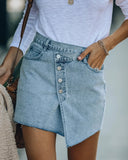 Wjczt Women High Waist Denim Skirts Vintage Harajuku Jean Shirts High Street Irregular Button Fly Bodycon Skirts Summer Clothes 2022