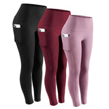 Wjczt Middle Waist Leggings With Pocket Elastic Women Leisure Type Push Up Leggings Women Gym Hip Fitness Pants