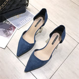 Wjczt 2022 Spring Women Hollow Concise Soft Flock Shoes High Heels Female Pointed Toe Office Shoes Stiletto  Party Woman Pumps Shallow