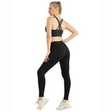 Wjczt Women's High Waist Seamless Sport Leggings Push Up Combination Leggings Fitness Pocket Running Workout Training