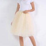 Wjczt 5 Layers Tulle Skirt Women Summer Ball Gown Midi Skirts Elegant Pleated Dance Tutu Skirts Casual Puff Skirts