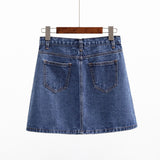 Wjczt Summer Denim Mini Skirt Women Korean High Waist A-Line Skirt Causal Oversized Harajuku Short Jean Skirts Minimalist