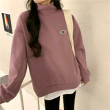 Wjczt Hoodie Women Winter Thicken Turtleneck Korean Loose Pullover Hoodies Female College Chic 8 Colors Pink Apricot Sweatshirt