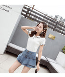 Wjczt 2022 Summer Low Waist A Line Denim Skirt Women Sexy Pleated Mini Jeans Skirts Korean Style Casual Ruffles Wild Skirt Shorts