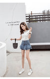 Wjczt 2022 Summer Low Waist A Line Denim Skirt Women Sexy Pleated Mini Jeans Skirts Korean Style Casual Ruffles Wild Skirt Shorts