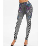 Wjczt Fashion Slim Women Leggings Print Butterfly Faux Denim Jeans Casual Pencil Leggings Ladies Fitness Leggings