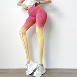 Wjczt Sports Leggings Women Gradient Fitness Legging Push Up High-Waist Butt Scrunch Bum Leggings for Women