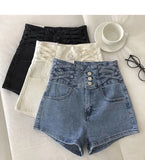 Wjczt New Streetwear Female High Waist Wide Leg Vintage Denim Shorts Spring Summer Women Loose Washed Solid Color Jeans Shorts