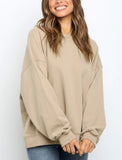 Wjczt Casual Solid Pullover Hoodies Sweatshirts Women Batwing Long Sleeve Loose Base Tops Lady Office Wear Hooded Hoodie