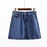 Wjczt Summer Denim Mini Skirt Women Korean High Waist A-Line Skirt Causal Oversized Harajuku Short Jean Skirts Minimalist