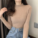 Wjczt Turtleneck Women Knitted Sweater Pullovers Autumn Winter Long Sleeve Solid Sweater Slim Casual Girls Women Tops Full Femme 17342