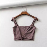 Wjczt Hot Sale 2022 Summer Women Sexy Sleeveless Tops Fashion Short Square Collar Tank Tops 4 Colors Autumn Bottomed Vest Fashion Capa