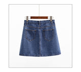 Wjczt Summer Denim Mini Skirt Women Korean High Waist A-Line Skirt Causal Oversized Harajuku Short Jean Skirts Minimalist