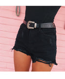 Wjczt Women Summer High Waist Frayed Hole Denim Shorts Vintage Streetwear Zipper Fly Hot Pants Casual Oversized Shorts Jeans 2021