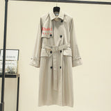 Wjczt 2022 Fall /Autumn Women Casual Double breasted Simple Classic Long Trench coat with belt Chic Female windbreaker