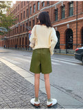 Wjczt Fashion Pu Leather Shorts Women Autumn Winter Bermuda Elastic Waist Loose Five Points Leather Trouser S-4XL Size Shorts