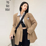 Wjczt Autumn Design Temperament Suit Jacket Women Loose Black Blazer Khaki Tailored Coat Korean Office Lady Overwear New