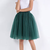 Wjczt 5 Layers Tulle Skirt Women Summer Ball Gown Midi Skirts Elegant Pleated Dance Tutu Skirts Casual Puff Skirts