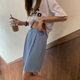 Wjczt Thin High-waist Suit Shorts for Women Casual Wide-leg Five-point Shorts Female Korean Style Stright Summer Short S-L 2021