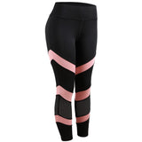 Wjczt Stripes Women Sports Leggings Mesh Fitness Leggings High Waist Sexy Patchwork Push Up Leggings Breathable Pants