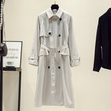 Wjczt 2022 Fall /Autumn Women Casual Double breasted Simple Classic Long Trench coat with belt Chic Female windbreaker