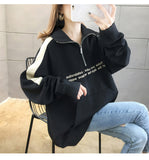 Wjczt Hoodie Autumn Winter Print Loose Femme Pullover Pocket Fleece Hoodies Women Patchwork Zipper Chic Slim Sweatshirt M-XXL