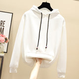 Wjczt Autumn Winter Thick Women Hoodies Sweatshirts Plus Velvet Casual Oversize Pullovers Loose Hooded Female Tops Black White