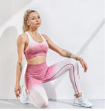 Wjczt Woman Gradient Sports Leggings for Fitness Workout High Waist Leggings Sexy Printed Leggings Seamless Fitness Pants