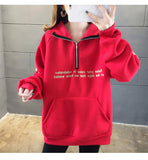 Wjczt Hoodie Autumn Winter Print Loose Femme Pullover Pocket Fleece Hoodies Women Patchwork Zipper Chic Slim Sweatshirt M-XXL