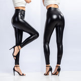 Wjczt Leggings Women Sexy Night Club Hip Lifting Slim PU Leather Leggings Casual Black Legging High Waist Leggings