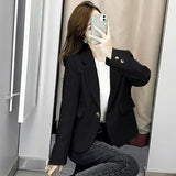 Wjczt Autumn Simple Elegant Black Blazer Women  Loose Suit Jackets Causal Tailored Coat Korean Fashion Lady Office Outwear New