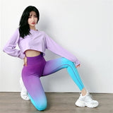 Wjczt Leggings Women Seamless Gradient Color Leggings High Waist Hip Sport Fitness Women Running Gym Training Leggings