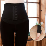 Wjczt Winter Breasted Leggings Fake Translucent Elastic High Waist Tight Leggins Waist Trainer Plus Velvet Warm Women Leggings