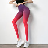 Wjczt Leggings Women Seamless Gradient Color Leggings High Waist Hip Sport Fitness Women Running Gym Training Leggings