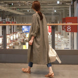 Wjczt 2022 Summer New Solid Color Linen Long Sunscreen Cardigan Trench Casual All Match Loose Full Sleeve Women Coats